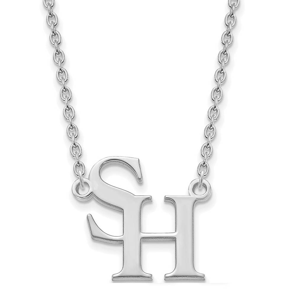 10k White Gold Sam Houston State Pendant Necklace