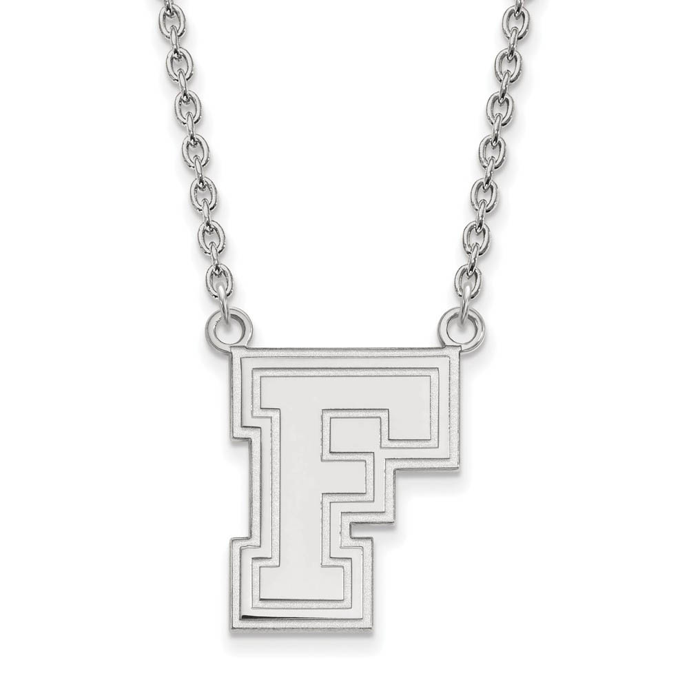 10k White Gold Fordham U Pendant Necklace