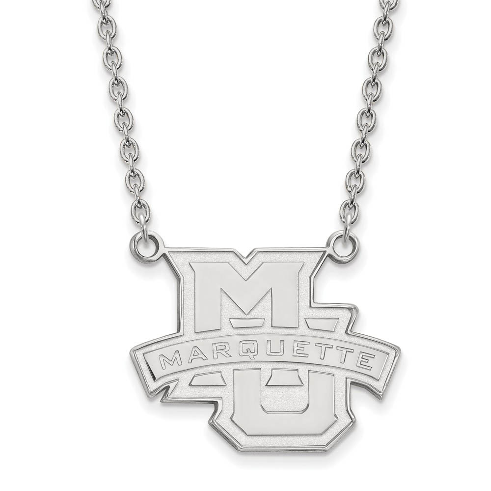 10k White Gold Marquette U Pendant Necklace