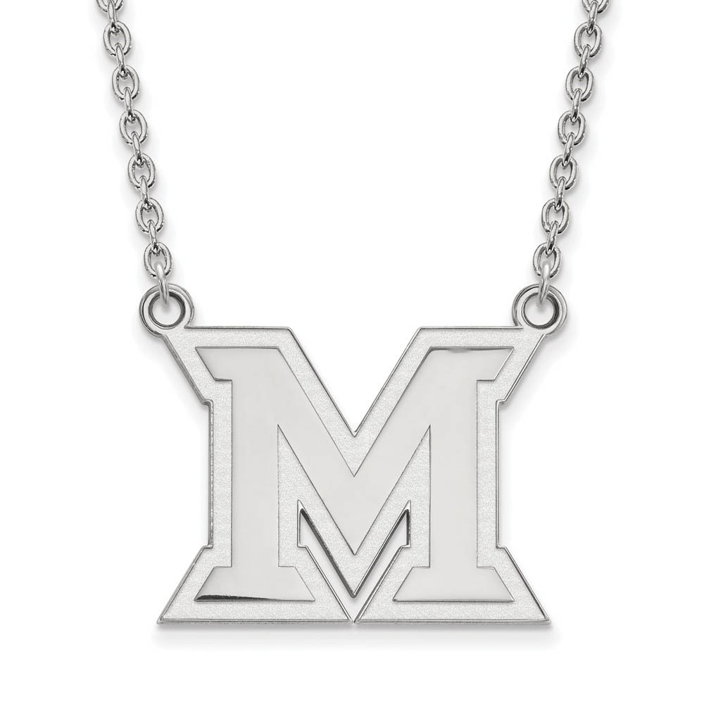 10k White Gold Miami U Large Initial Pendant Necklace