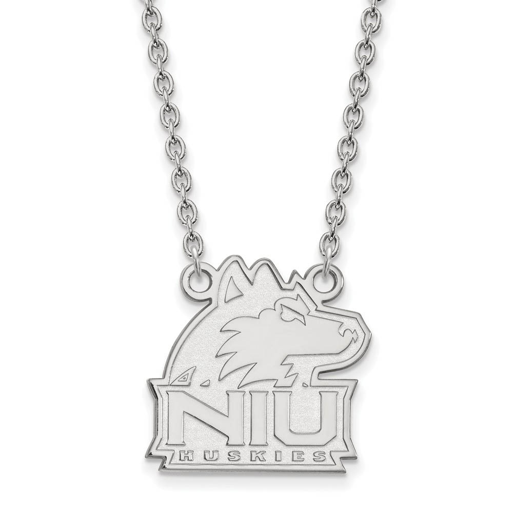 10k White Gold Northern Illinois U Pendant Necklace
