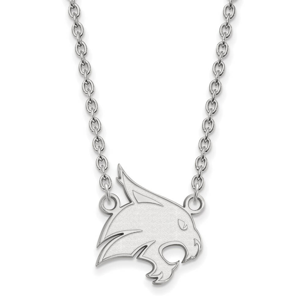 10k White Gold Texas State Pendant Necklace