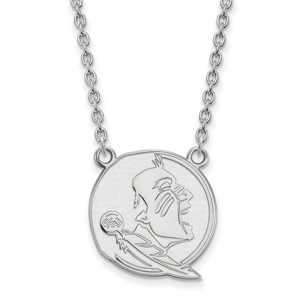 10K White Gold Florida State Seminole Pendant Necklace