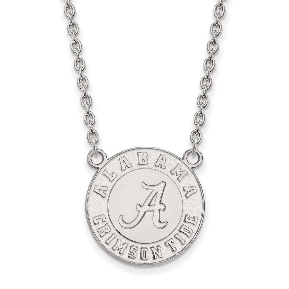 10k White Gold U of Alabama Disc Pendant Necklace