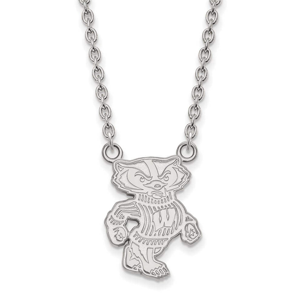 10k White Gold U of Wisconsin Logo Pendant Necklace