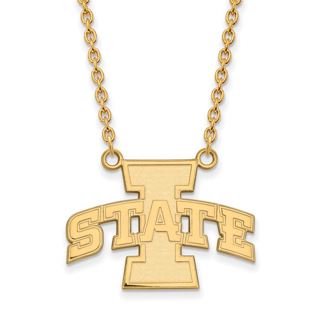 10k Yellow Gold Iowa State I State Pendant Necklace