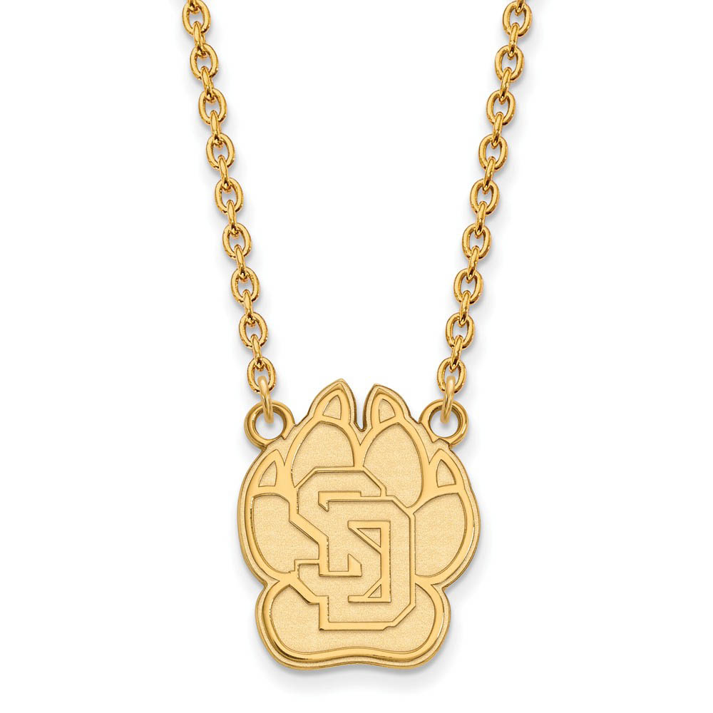 10k Yellow Gold South Dakota Coyote Paw Pendant Necklace