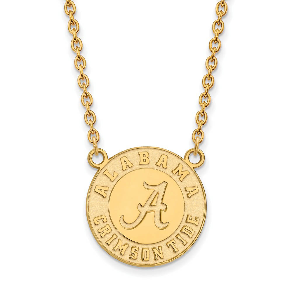10k Yellow Gold U of Alabama Disc Pendant Necklace