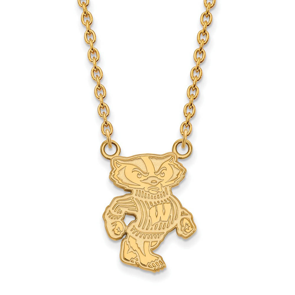 10k Yellow Gold U of Wisconsin Logo Pendant Necklace
