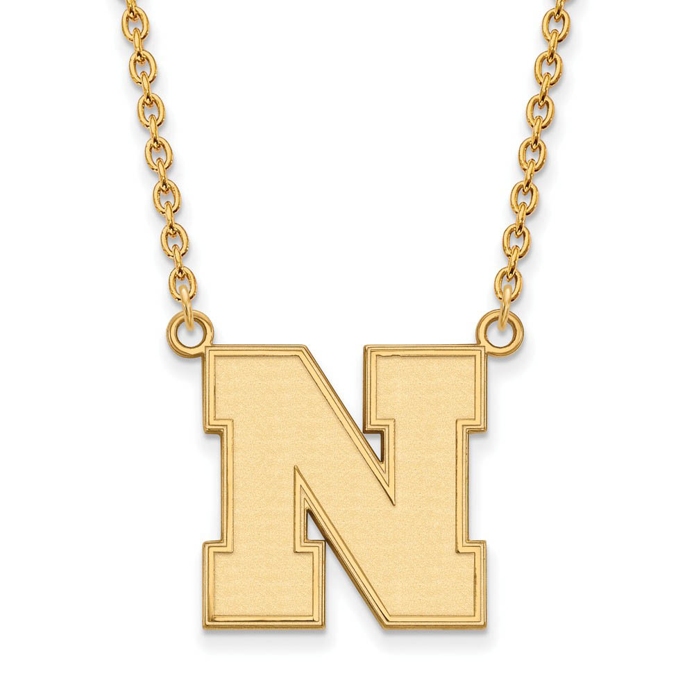 10k Yellow Gold U of Nebraska Intial N Pendant Necklace
