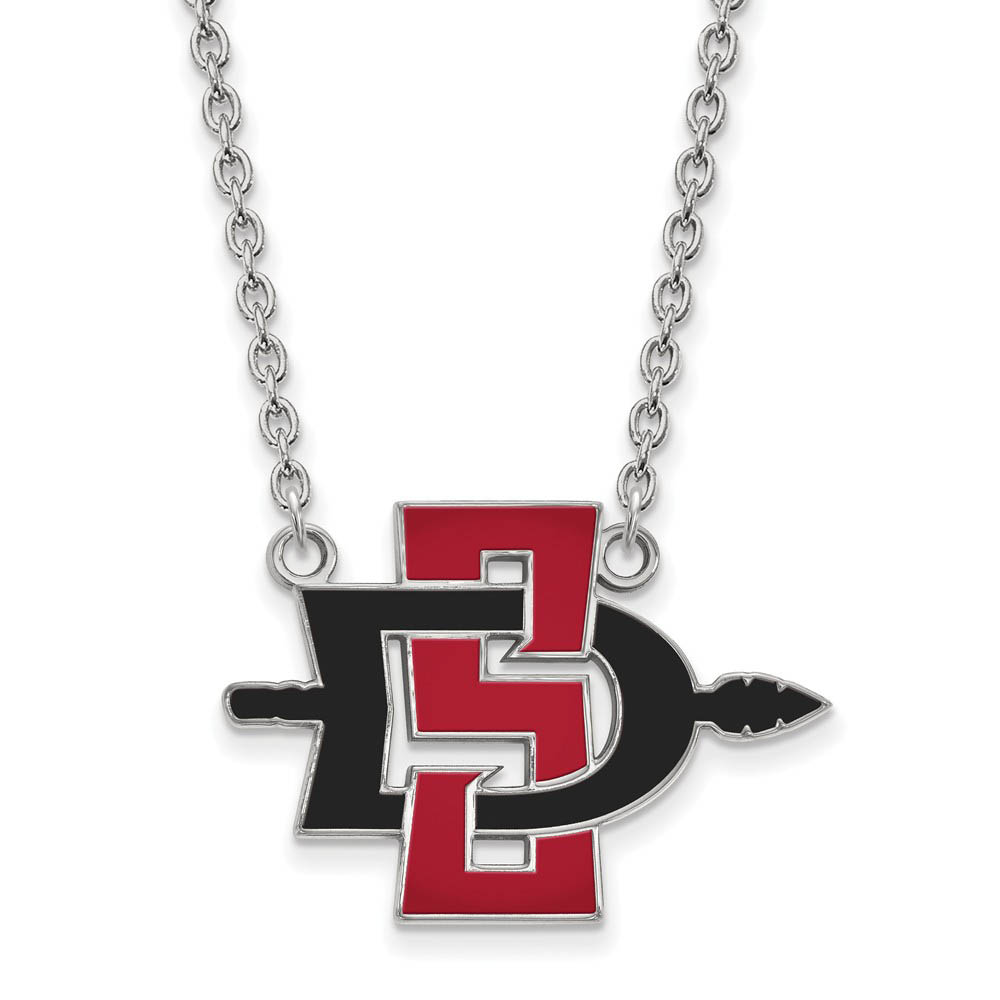14k White Gold San Diego State Pendant Necklace