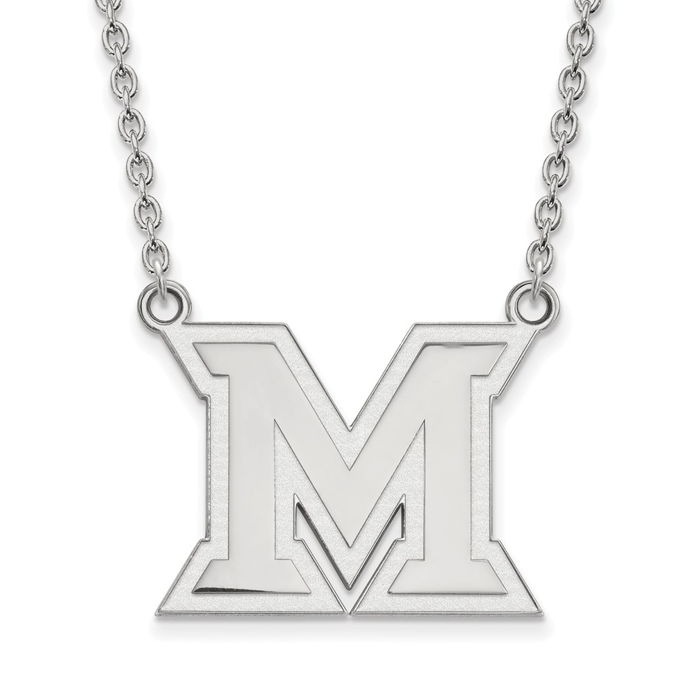 14k White Gold Miami U Large Initial Pendant Necklace