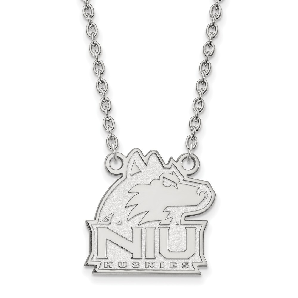 14k White Gold Northern Illinois U Pendant Necklace