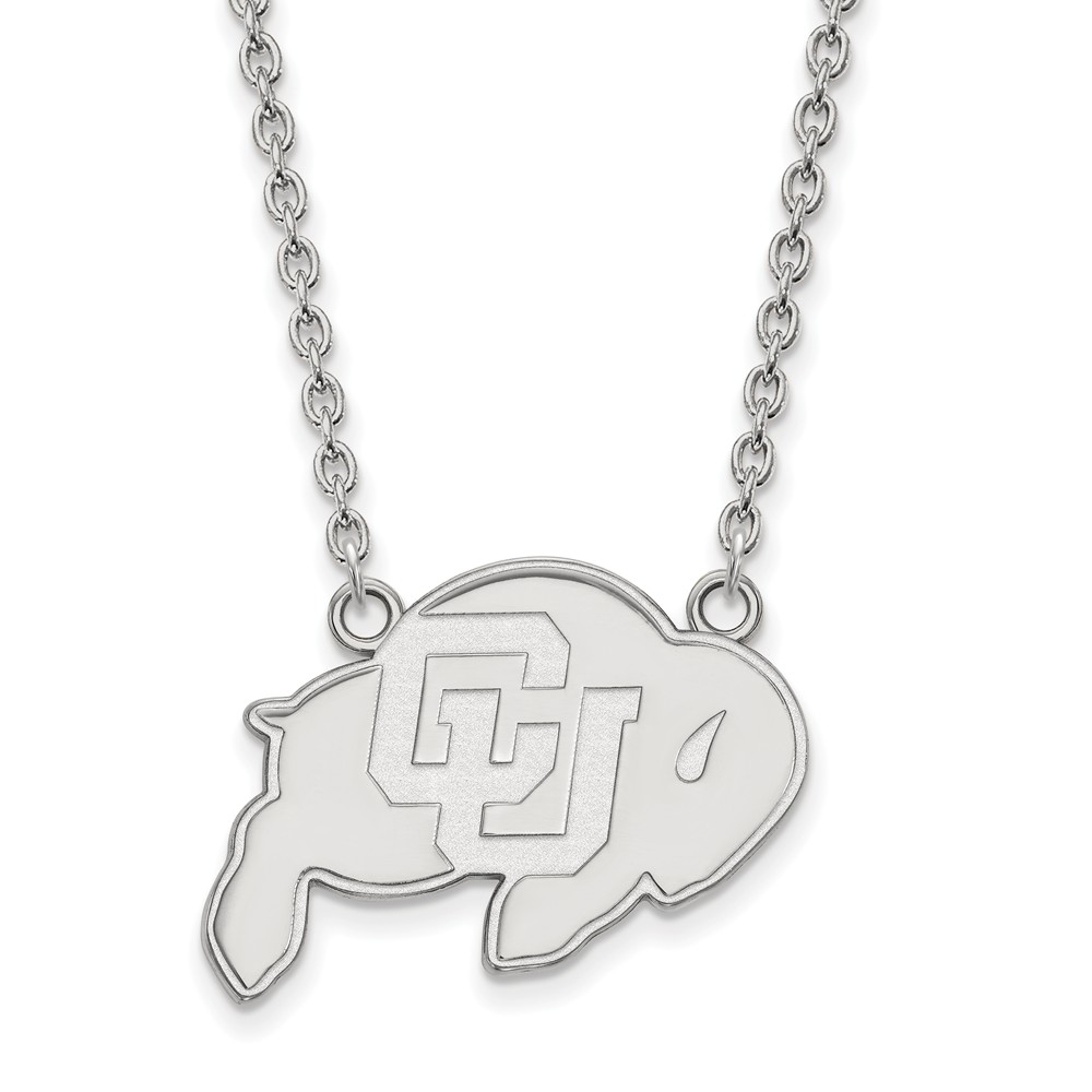 14k White Gold U of Colorado Buffalo Pendant Necklace