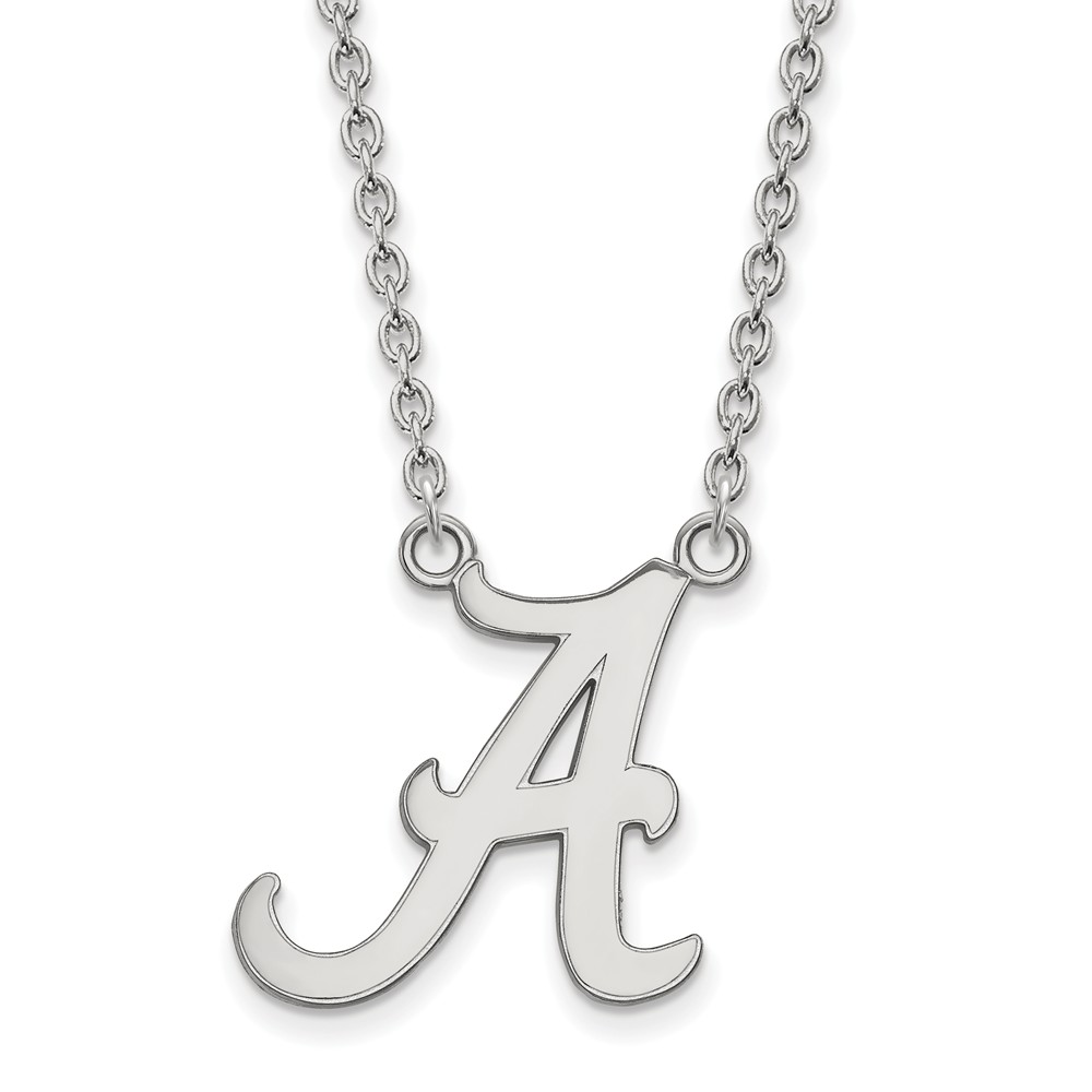 14k White Gold U of Alabama Initial A Pendant Necklace