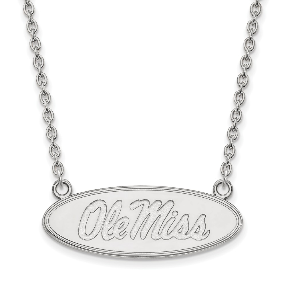 14k White Gold U of Mississippi Disc Pendant Necklace