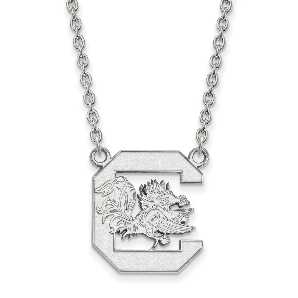 14k White Gold South Carolina Gamecock Pendant Necklace