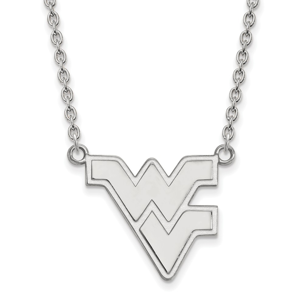 14k White Gold West Virginia U 'WV' Pendant Necklace