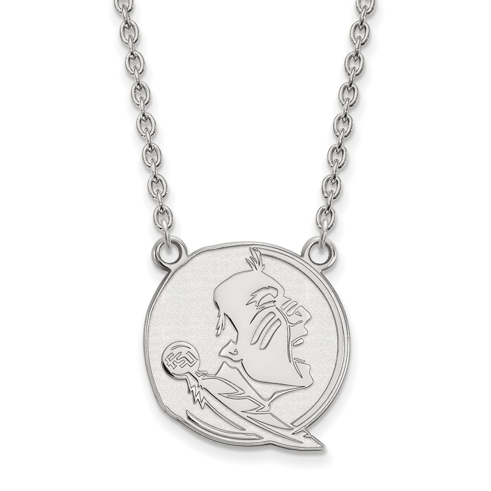 14K White Gold Florida State Seminole Pendant Necklace