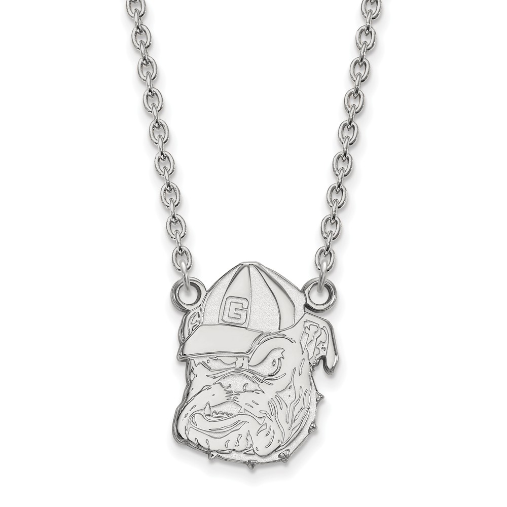 14k White Gold U of Georgia Bulldog Pendant Necklace