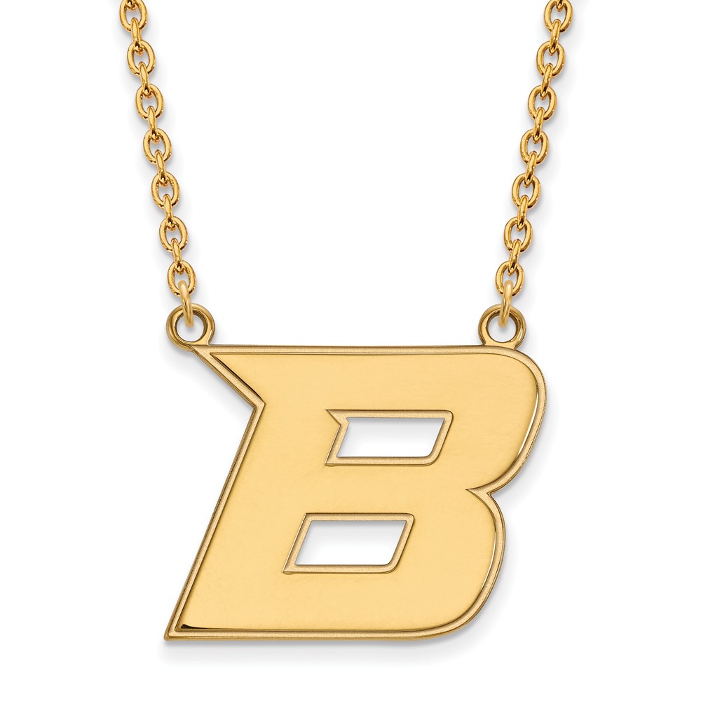 14k Yellow Gold Boise State Initial B Pendant Necklace, 18 Inch