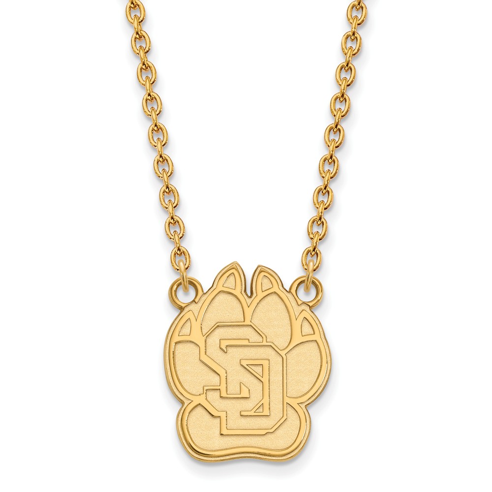 14k Yellow Gold South Dakota SD Paw Pendant Necklace