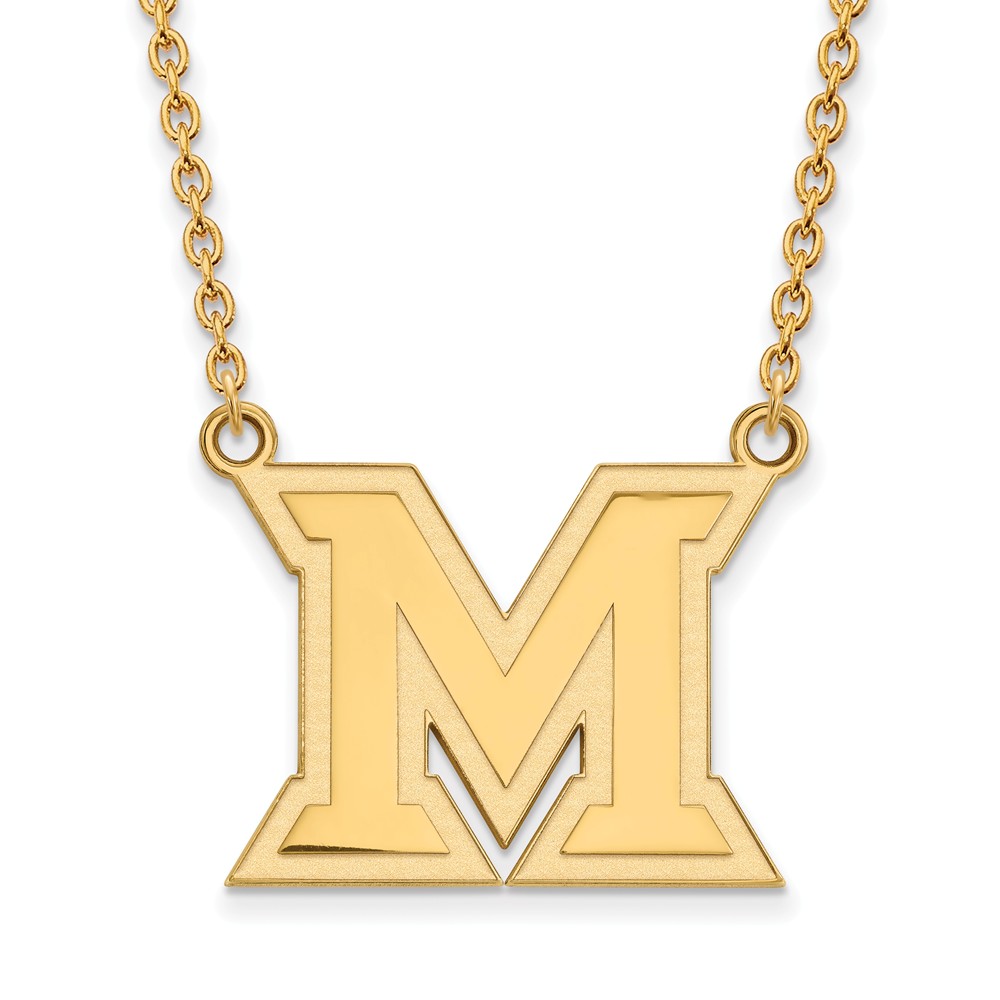 14k Yellow Gold Miami U Large Initial Pendant Necklace
