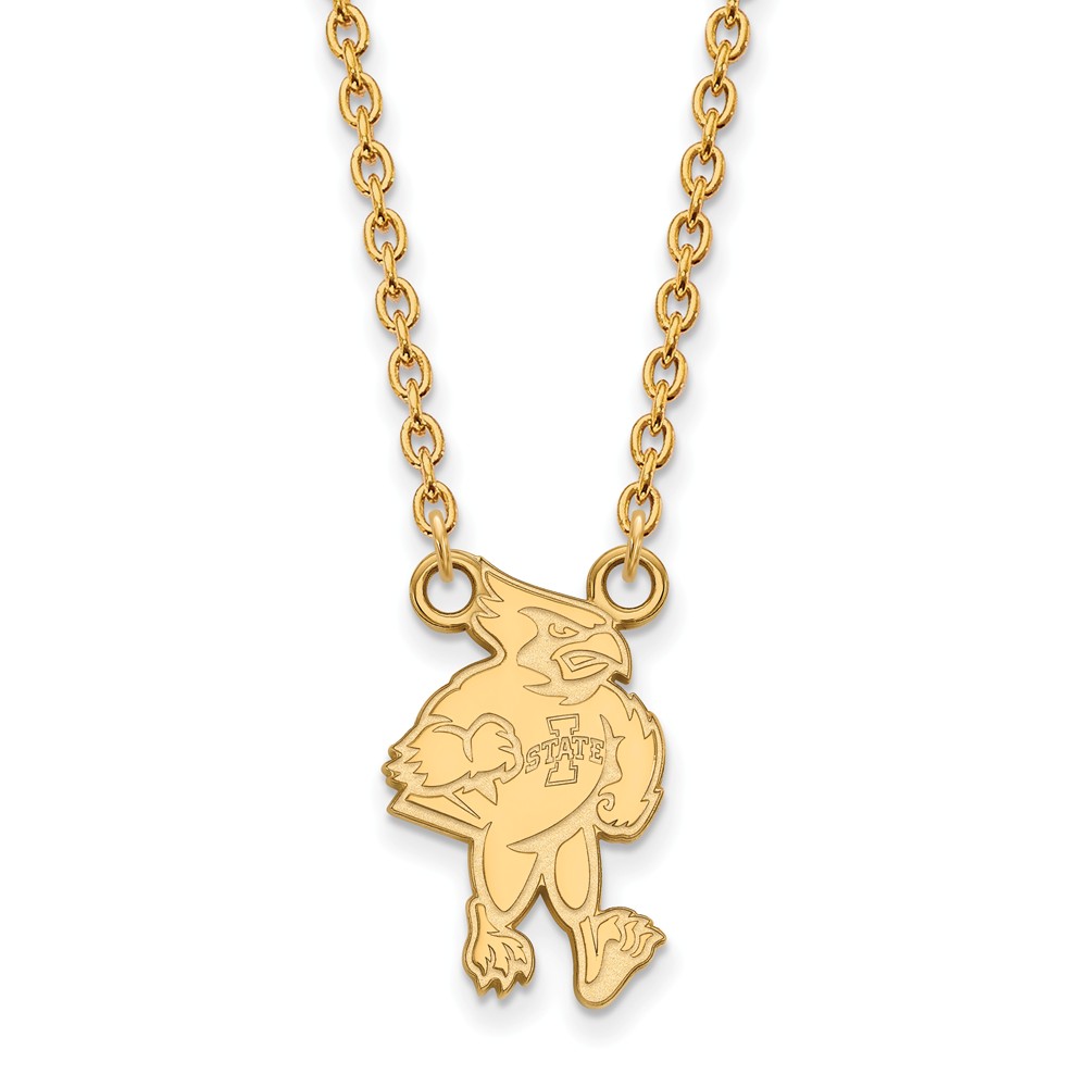 14k Yellow Gold Iowa State Lg Logo Pendant Necklace