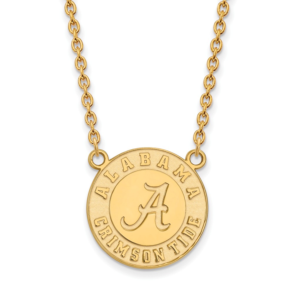 14k Yellow Gold U of Alabama Lg Logo Disc Pendant Necklace