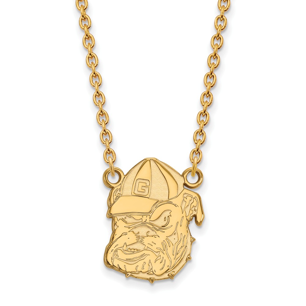 14k Yellow Gold U of Georgia Lg Bulldog Logo Pendant Necklace