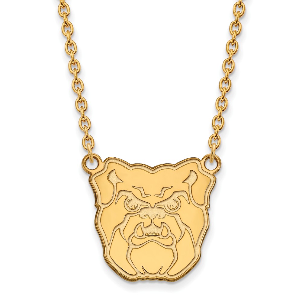 14k Gold Plated Silver Butler U Bulldog Pendant Necklace