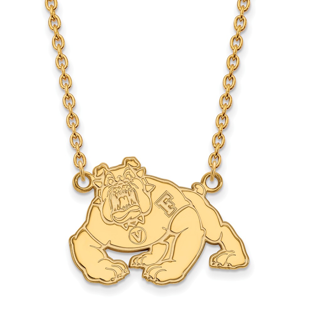 14k Gold Plate Silver California State Fresno Lg Pendant Necklace