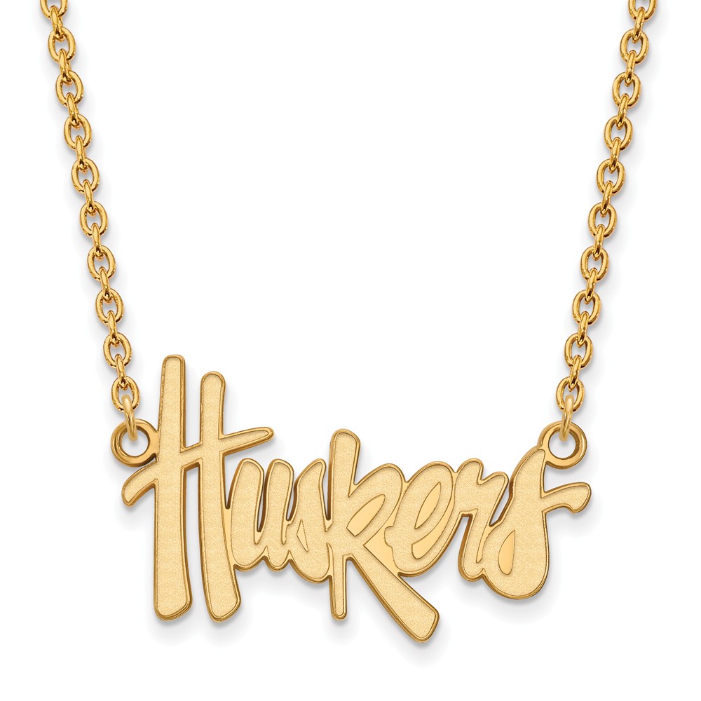 14k Gold Plated Silver U of Nebraska Huskers Pendant Necklace