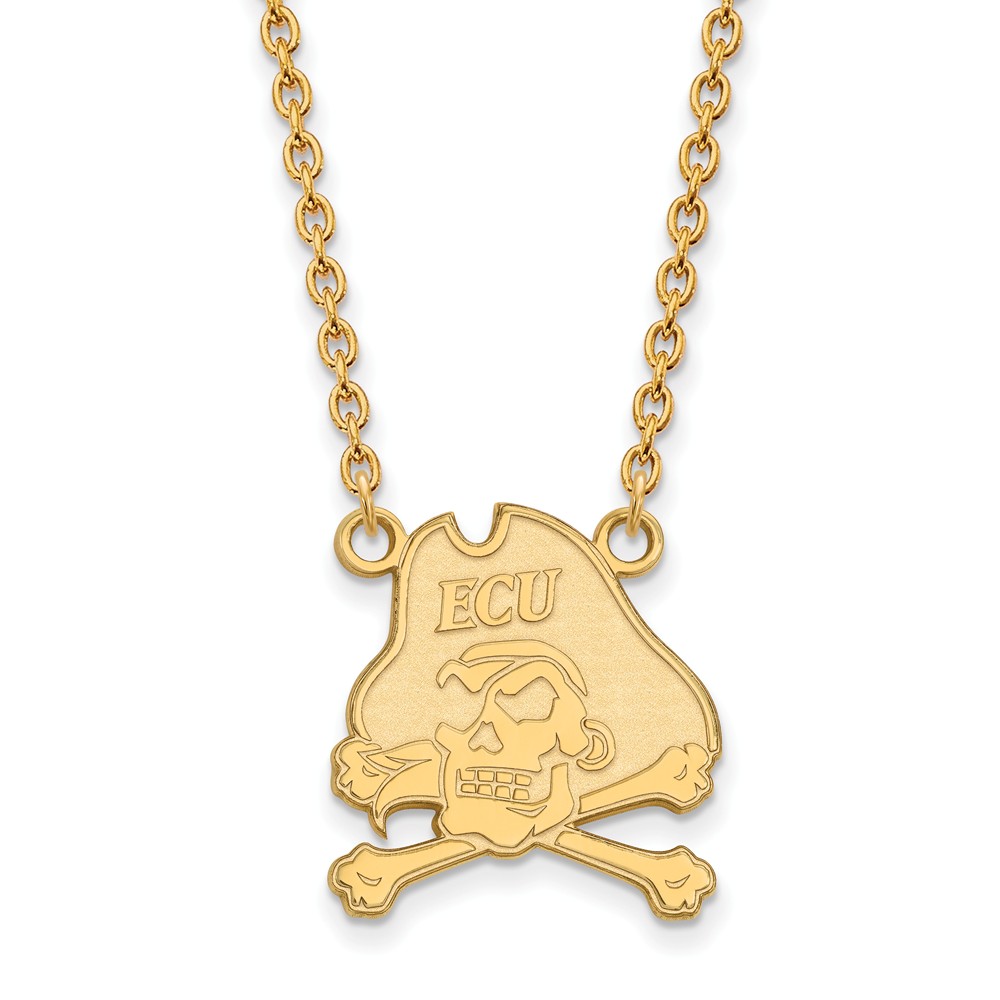 14k Gold Plated Silver East Carolina U Pirate Necklace