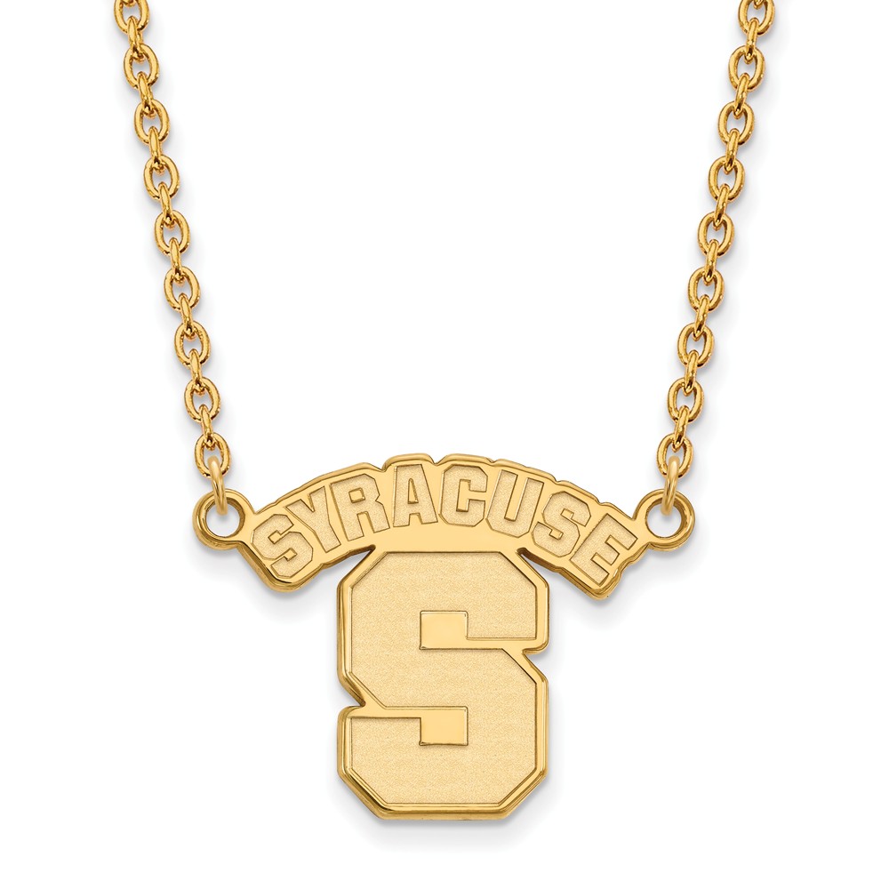 NCAA 14k Gold Plated Silver Syracuse U Large &#039;S&#039; Logo Pendant Necklace