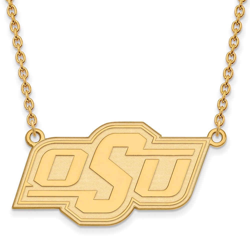 NCAA 14k Gold Plated Silver Oklahoma State Large Pendant Necklace