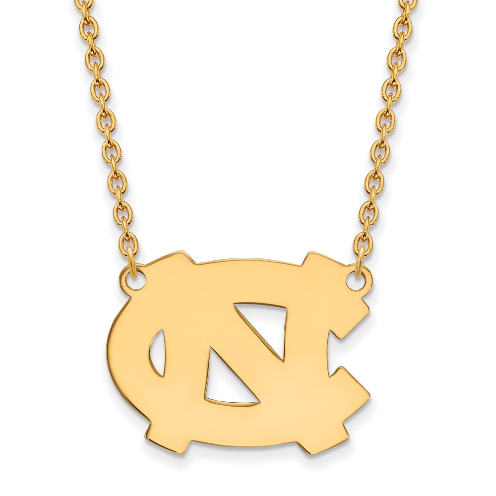 NCAA 14k Gold Plated Silver North Carolina LG &#039;NC&#039; Pendant Necklace