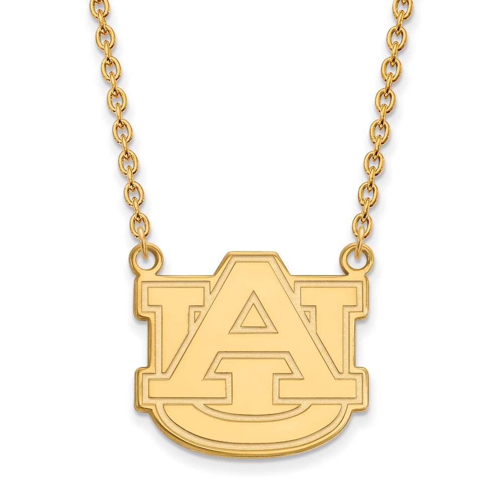 NCAA 14k Gold Plated Silver Auburn U Large &#039;AU&#039; Pendant Necklace