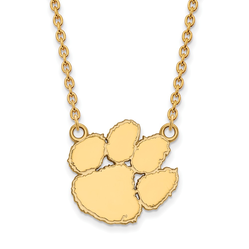 NCAA 14k Gold Plated Silver Clemson U Large Pendant Necklace