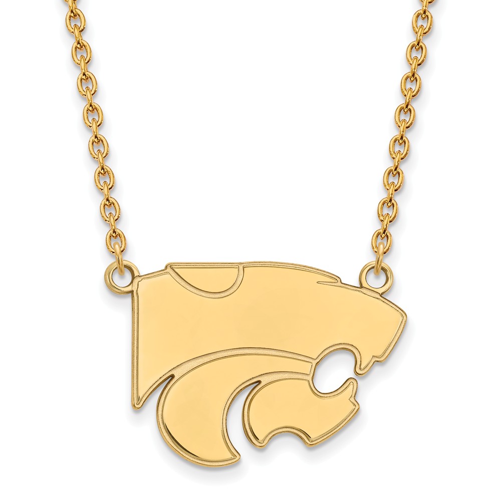 NCAA 14k Gold Plated Silver Kansas State Lg Wildcat Pendant Necklace