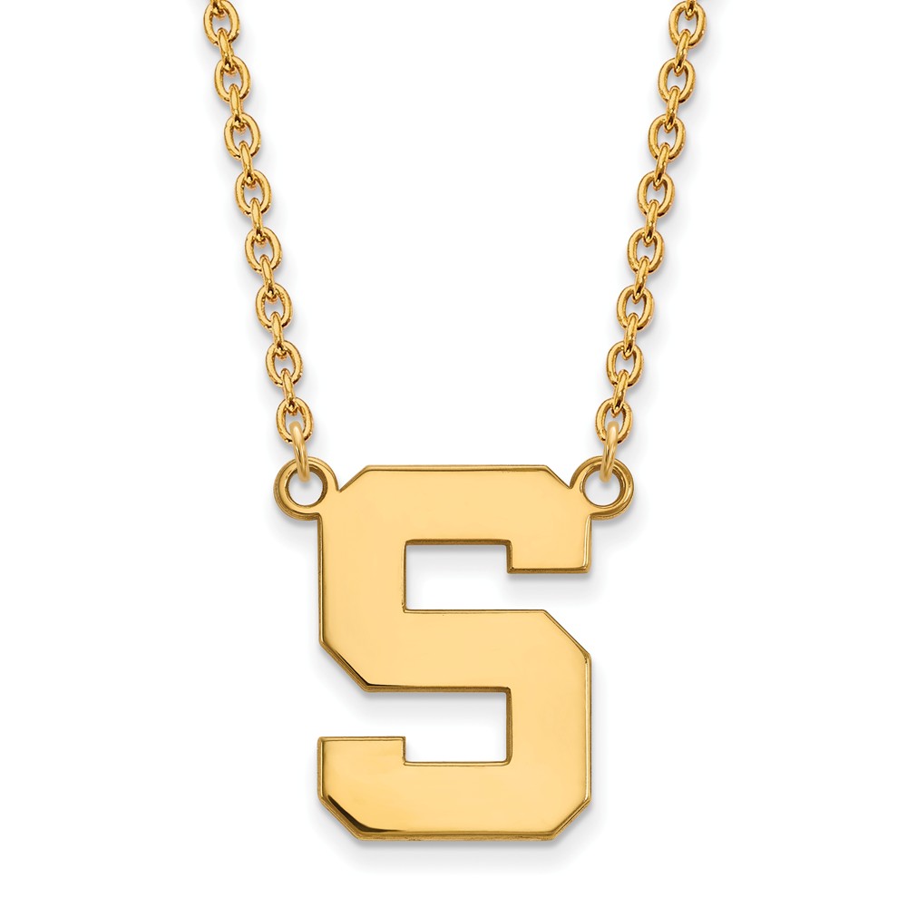 14k Gold Plated Silver Michigan State Large Initial Pendant Necklace