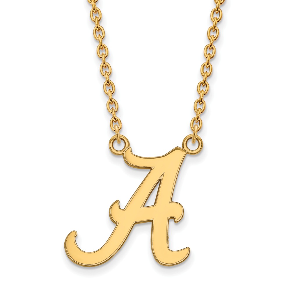 NCAA 14k Gold Plated Silver U of Alabama Large &#039;A&#039; Pendant Necklace