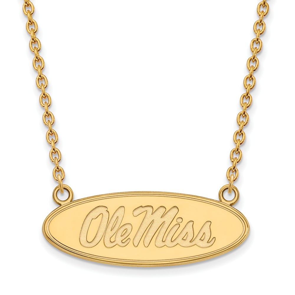 NCAA 14k Gold Plated Silver U of Mississippi Ole Miss Disc Necklace