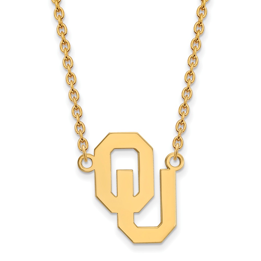 14k Gold Plated Silver Oklahoma OU Pendant Necklace