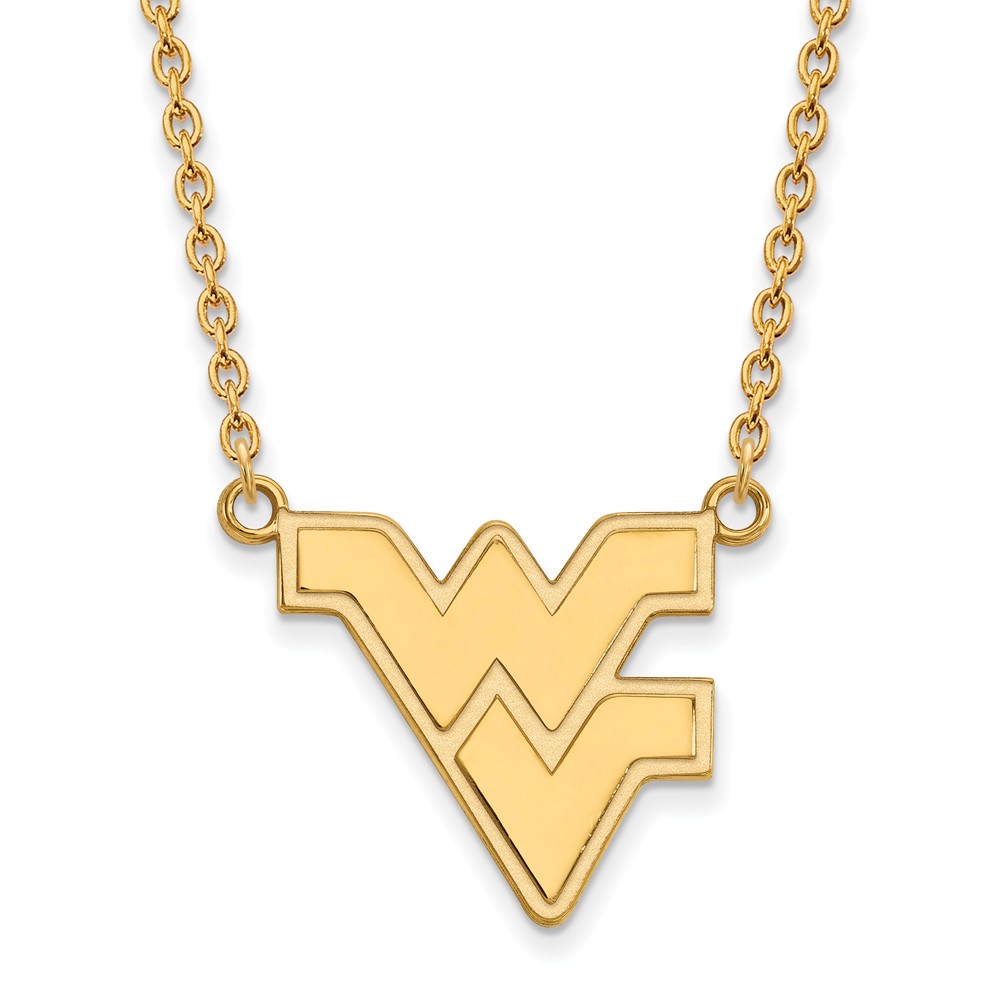 NCAA 14k Gold Plated Silver West Virginia U Lg &#039;WV&#039; Pendant Necklace