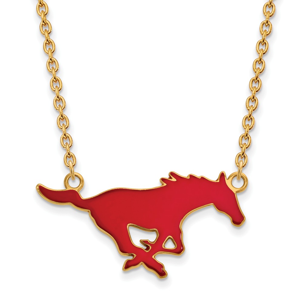 14k Gold Plated Silver S. Methodist U Lg Enamel Pendant Necklace