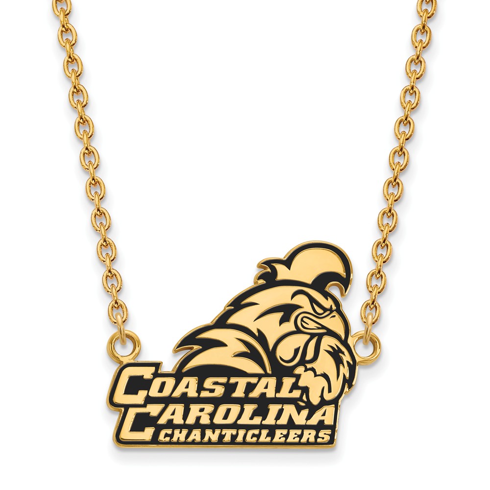 14k Gold Plated Silver Coastal Carolina U Lg Pendant Necklace