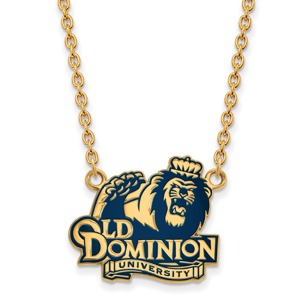 14k Gold Plated Silver Old Dominion U Lg Enamel Pendant Necklace