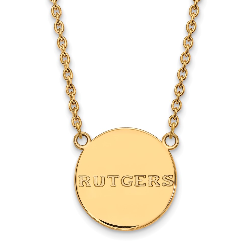 14k Gold Plated Silver Rutgers Polished Disc Necklace