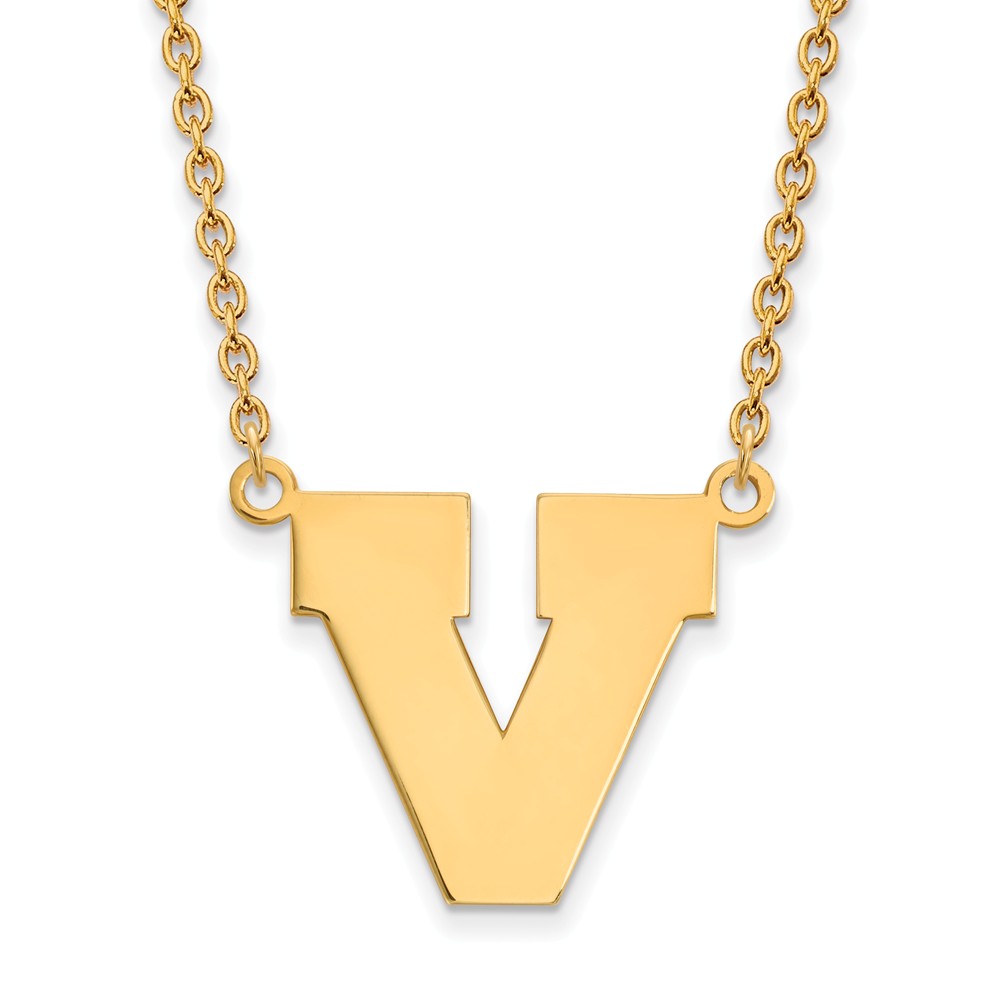 14k Gold Plated Silver U of Virginia Initial V Pendant Necklace